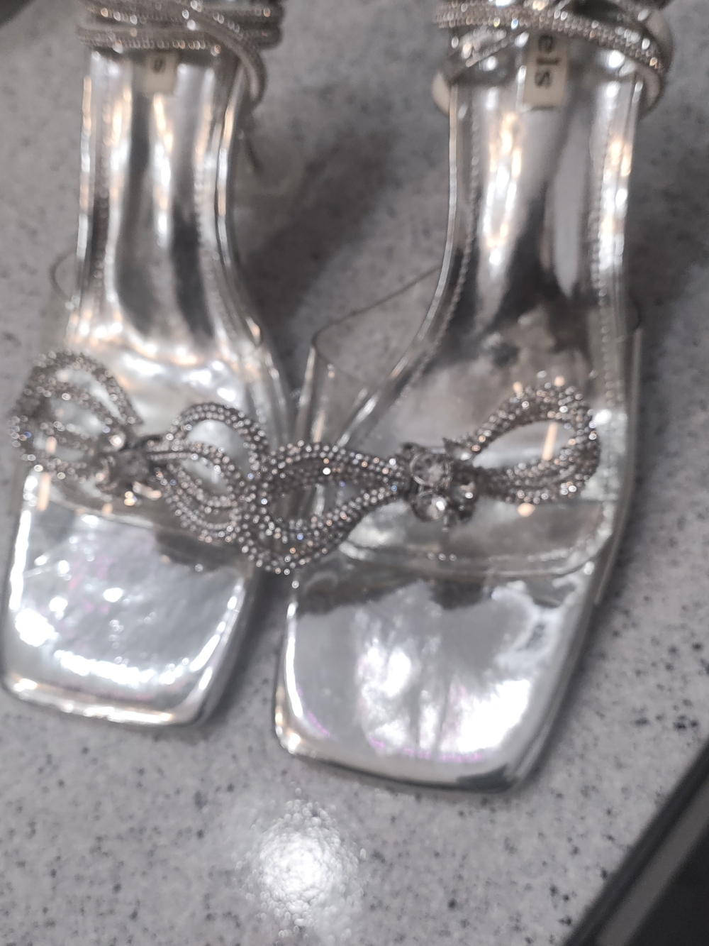 👀✨Silver Embellished Rhinestone ✨ Women's Evening Sandals